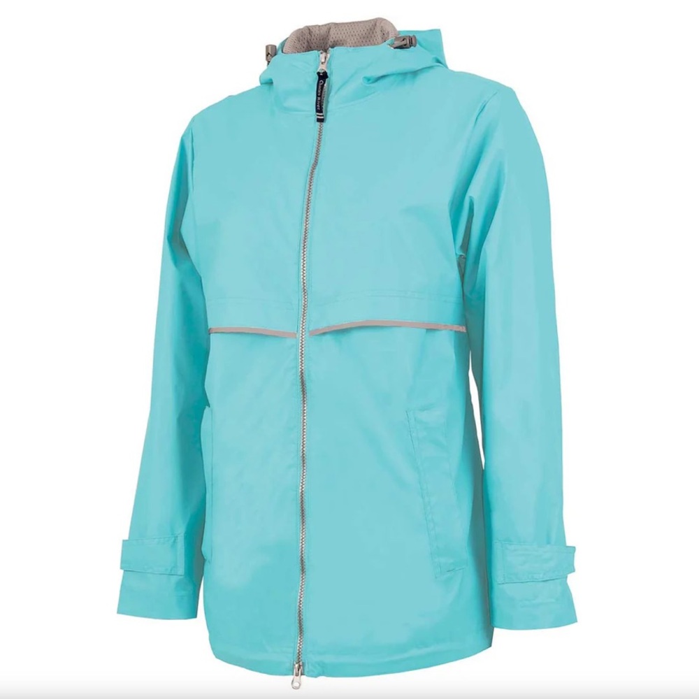 UNH University of New Hampshire Teal Hooded Rain Jacket